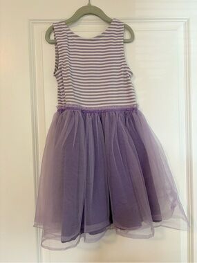 Mini Boden | Girls Lavender Stripe Tulle Dress - Kids Costume